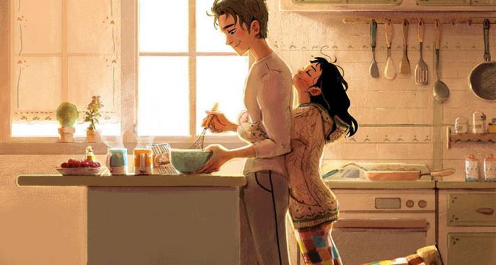 6 illusztráció, amely bemutatja a szerelem apró szépségeit