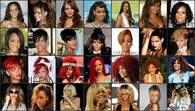 Rihanna frizurái képekben