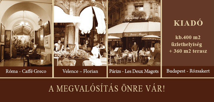 Teraszos vendéglátóhely kiadó a Rózsakert Bevásárlóközpontban