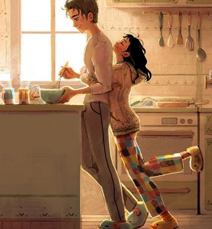 6 illusztráció, amely bemutatja a szerelem apró szépségeit