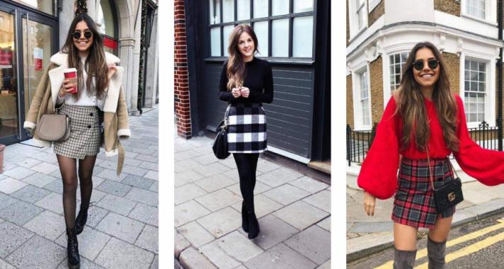 Stílusiskola: téli outfitek kockás szoknyákkal