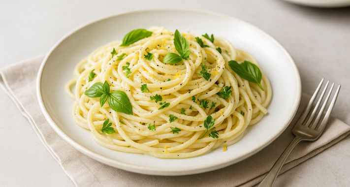 Citromos-ricottás spagetti friss zöldfűszerekkel – letisztult ízek gyorsan