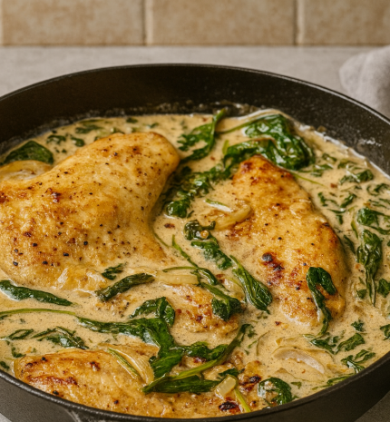 Krémes parmezános csirke tejszínes spenótággyal