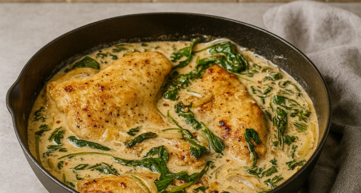 Krémes parmezános csirke tejszínes spenótággyal