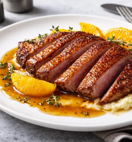 Mézes–narancsos kacsamell, selymes mártással