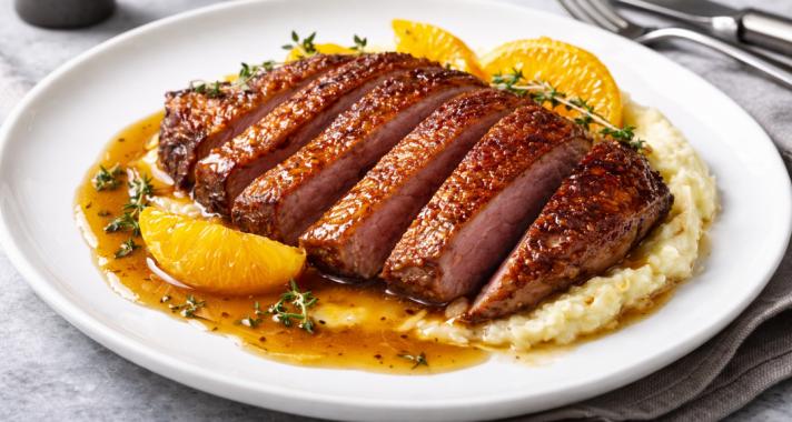 Mézes–narancsos kacsamell, selymes mártással