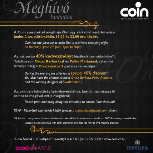 Coin zártkörű vásárlói est